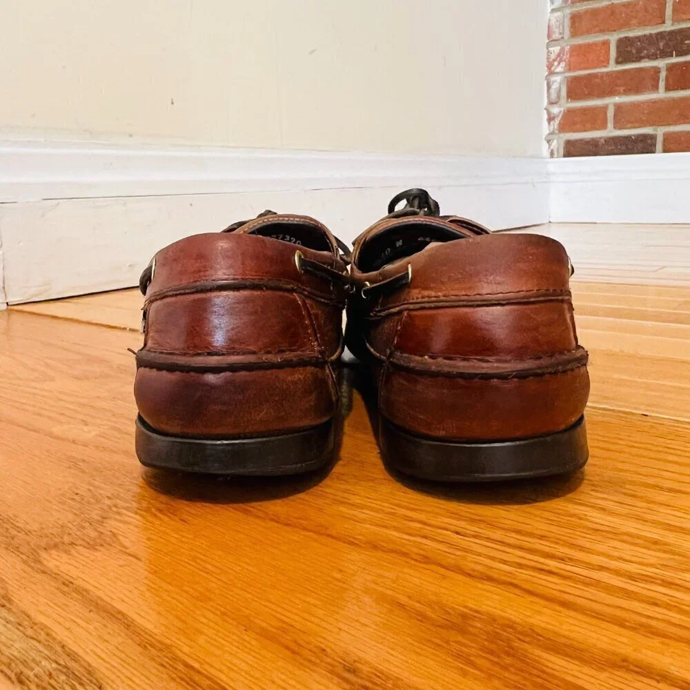 Sebago Brown Leather Boat Deck Shoes Mens US 10